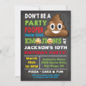 Einladung von Emoji Party Pooper Birthay (Vorderseite)