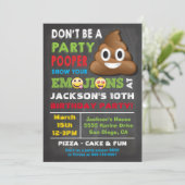 Einladung von Emoji Party Pooper Birthay (Stehend Vorderseite)