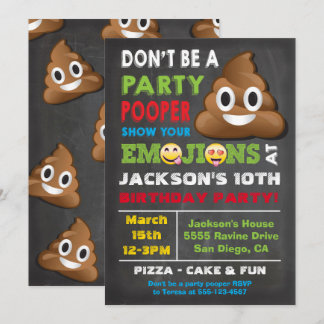 Einladung von Emoji Party Pooper Birthay
