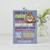 Einladung von Emoji Party Pooper Birthay (Stehend Vorderseite)