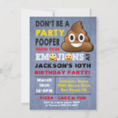 Einladung von Emoji Party Pooper Birthay (Vorderseite)