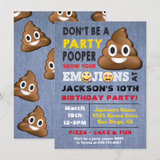 Einladung von Emoji Party Pooper Birthay