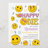 Einladung von Emojis zum ersten Geburtstag (Vorne/Hinten)