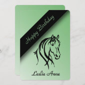 Einladung von Equine Birthday Party Green (Vorne/Hinten)