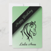 Einladung von Equine Birthday Party Green (Vorderseite)