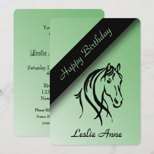 Einladung von Equine Birthday Party Green