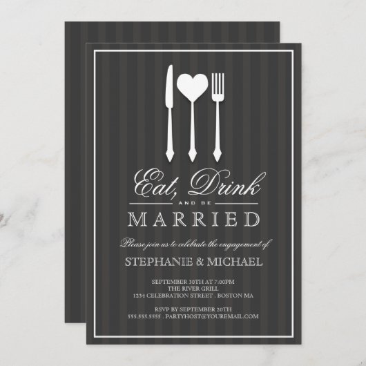 Einladung von Essgetränken und Verheirateter Engag (Vorne/Hinten)