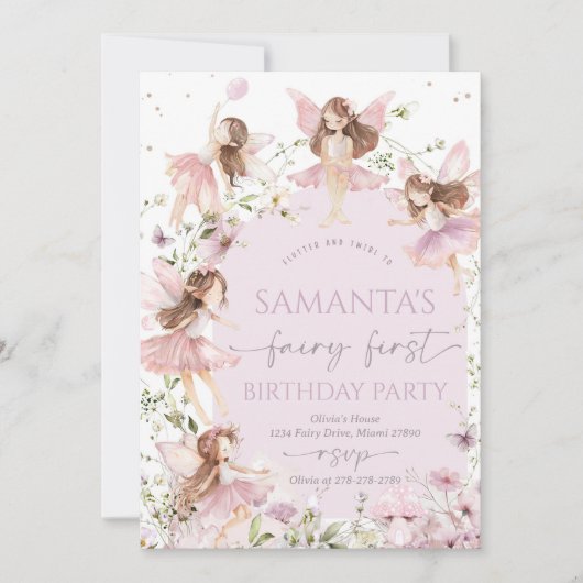 Einladung von Fairy Birthday (Vorderseite)