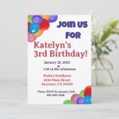 Einladung von farbenfrohen Ballons (Stehend Vorderseite)