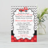 Einladung von Feuerwagen Babydusche (Stehend Vorderseite)