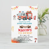 Einladung von Feuerwehrfahrzeugen und Dalmatinern (Stehend Vorderseite)