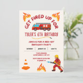 Einladung von Feuerwehrfahrzeugen zum Geburtstag (Stehend Vorderseite)