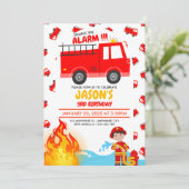 Einladung von Feuerwehrfahrzeugen zur Geburtstagsp (Stehend Vorderseite)