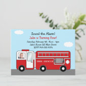 Einladung von Feuerwehrfahrzeugen zur Geburtstagsp (Stehend Vorderseite)