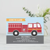 Einladung von Feuerwehrfahrzeugen zur Geburtstagsp (Stehend Vorderseite)