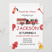 Einladung von Feuerwehrmann zum Geburtstag von Feu (Vorne/Hinten)