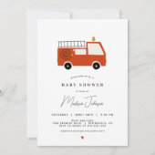 Einladung von Feuerwehrwagen Babydusche (Vorderseite)