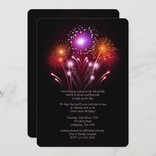 Einladung von Feuerwerkskörpern (Vorne/Hinten)