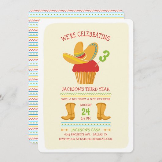 Einladung von Fiesta Birthday (Vorne/Hinten)