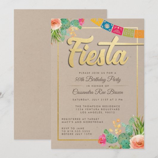 Einladung von Fiesta Birthday (Vorne/Hinten)