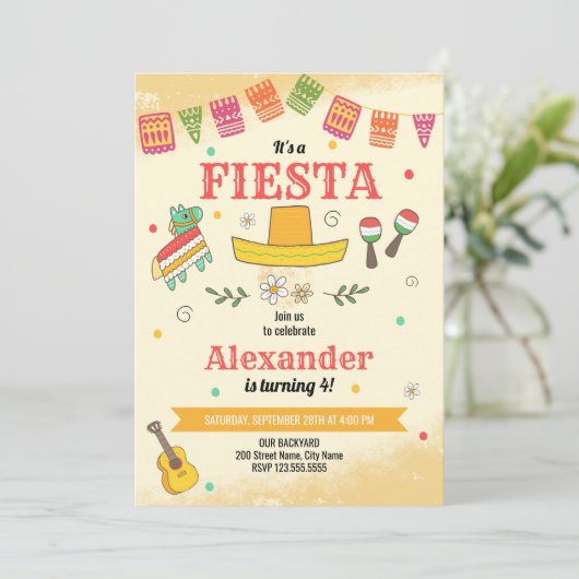 Einladung von Fiesta Birthday (Stehend Vorderseite)