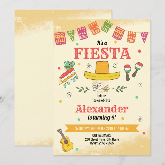 Einladung von Fiesta Birthday (Vorne/Hinten)