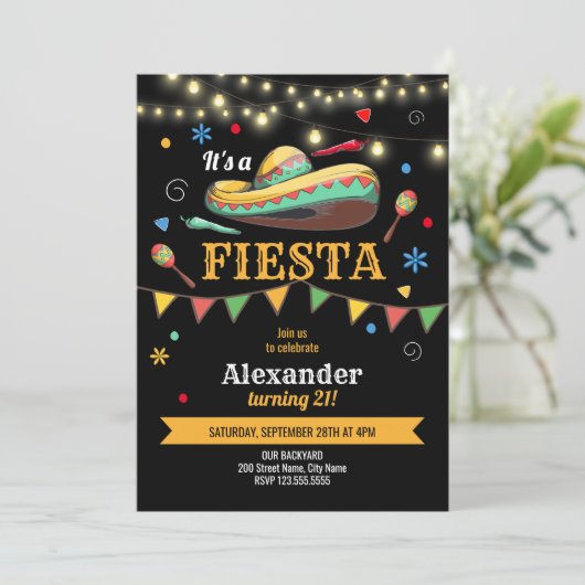Einladung von Fiesta Birthday (Stehend Vorderseite)