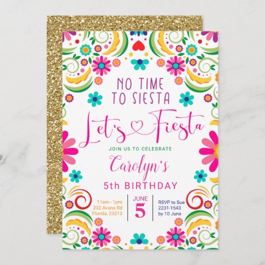 Einladung von Fiesta Girl zum Geburtstag (Vorne/Hinten)