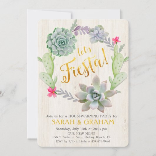 Einladung von Fiesta Succulent Kranz Housewarming (Vorderseite)