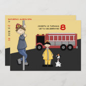 Einladung von Fireman Birthday Party (Vorne/Hinten)