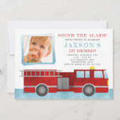 Einladung von Fireruck Birthday Party Foto (Vorderseite)