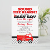 Einladung von Fireruck Boy Baby Shower (Stehend Vorderseite)