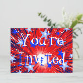Einladung von Firework Red White Blue "Party" (Stehend Vorderseite)