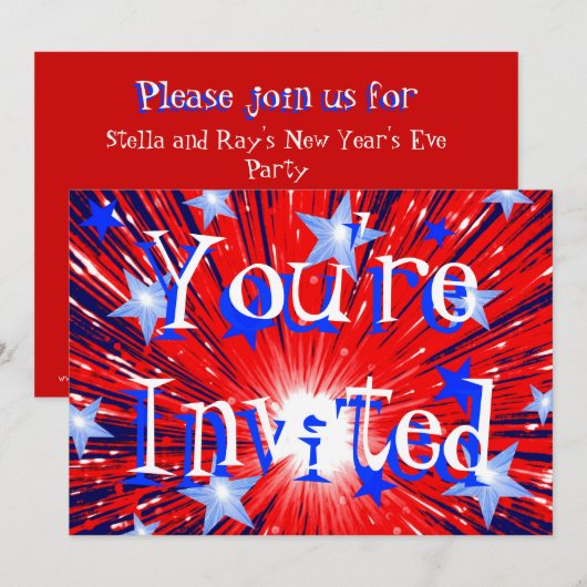 Einladung von Firework Red White Blue "Party" (Vorne/Hinten)