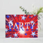 Einladung von Firework Red White Blue "Party" (Stehend Vorderseite)