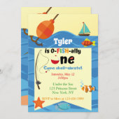 Einladung von Fischen zu einem Geburtstag (Vorne/Hinten)