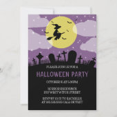 Einladung von fliegenden Hexen-Halloween-Partys (Vorderseite)