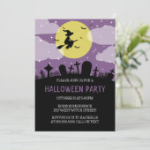Einladung von fliegenden Hexen-Halloween-Partys (Stehend Vorderseite)