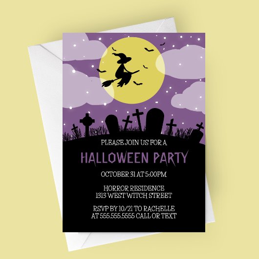 Einladung von fliegenden Hexen-Halloween-Partys