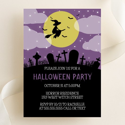 Einladung von fliegenden Hexen-Halloween-Partys