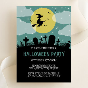 Einladung von fliegenden Hexen-Halloween-Partys
