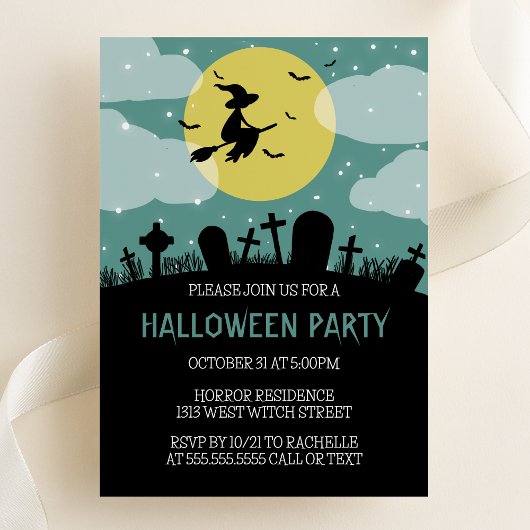 Einladung von fliegenden Hexen-Halloween-Partys