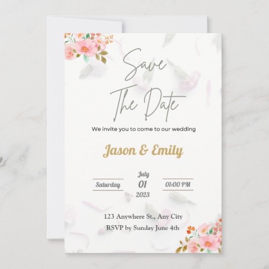 Einladung von Flora Pink zur Hochzeit - Save the D (Vorderseite)