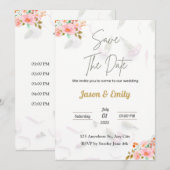 Einladung von Flora Pink zur Hochzeit - Save the D (Vorne/Hinten)