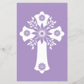 Einladung von Floral Cross Taufen Lilac Flyer (Hinten)