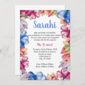 Einladung von Floral Quinceanera (Vorne/Hinten)