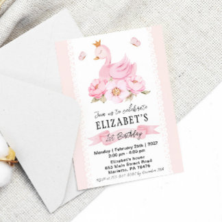 Einladung von Floral Swan Princess Geburtstagspart