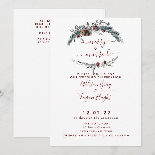 Einladung von Floral Wreath (Vorne/Hinten)