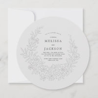 Einladung von Floral Wreath Stone Gray Wedding