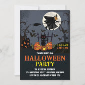 Einladung von Flying Hexe Black Halloween-Party (Vorderseite)